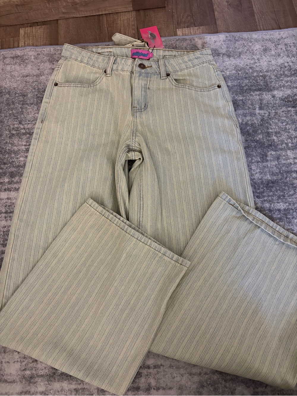Edikted Lannah Textured Low Rise Wide Leg Jeans